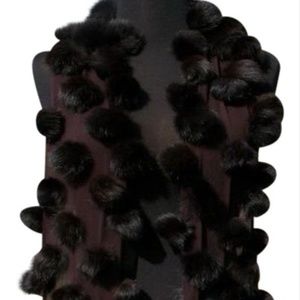 Cache Expresso Dark Brown Mink Fox Fur Wrap Shawl